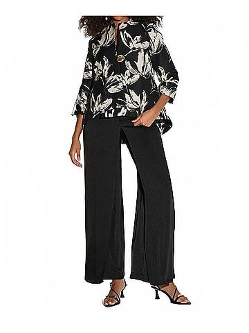 Joseph Ribkoff Floral Jacquard Swing Jacket in Black/Off-White (view 2)