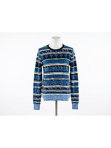 Desigual Women's Jers Long Sleeve Sweater in Blue/White/Green (view 1)