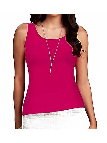Judy P Scoop Neck Tank Top in Fuschia Purple (view 2)