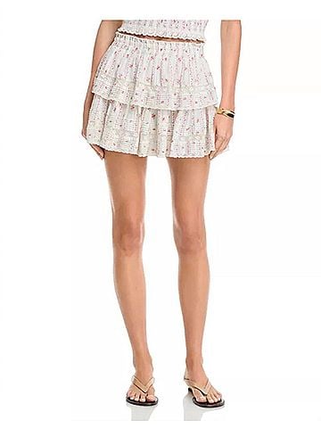 LoveShackFancy Ruffle Mini Skirt in Poppy Red (view 2)