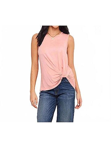 Karen Kane Sleeveless Pick-Up Top in Peach (view 2)
