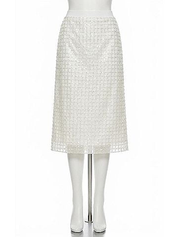 Lilly Pulitzer Cordae Midi Skirt in Iridescent Metallic Pearl Grid Mesh (view 1)