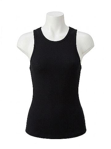 Tibi Circular Rib T Tank in Black (view 1)