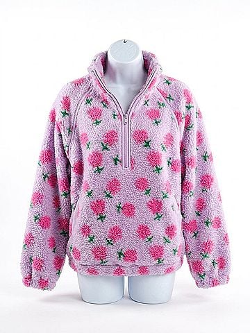 Very J Sherpa Half Zip Sweater in Lavender (view 1)