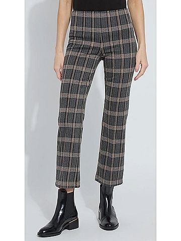 Lyssé Women's Ankle Elysse Pant in Equestrian Plaid (view 2)