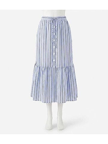 Karen Kane Striped Tiered Midi Skirt in Blue (view 1)