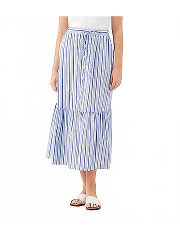 Karen Kane Striped Tiered Midi Skirt in Blue (view 2)
