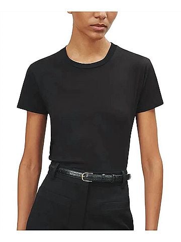Nili Lotan Mariela Crewneck Tee in Black (view 2)