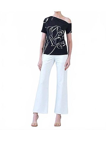 Clara Sun Woo Soft Knit Top in Black/White (view 2)