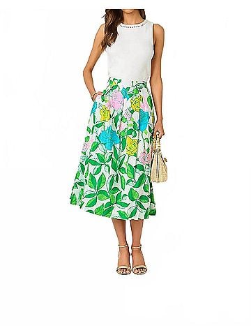 Lilly Pulitzer Izela Midi Skirt in Multi Rose Bud (view 2)