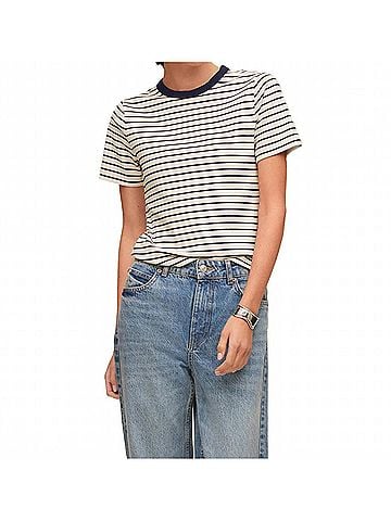 Fifteen Twenty Women's Mandy Contrast Top in Cream With Navy (view 2)