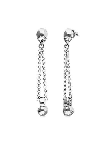 Uno de 50 Women's Long Chain And Ball Detail Earrings in Silver (view 1)