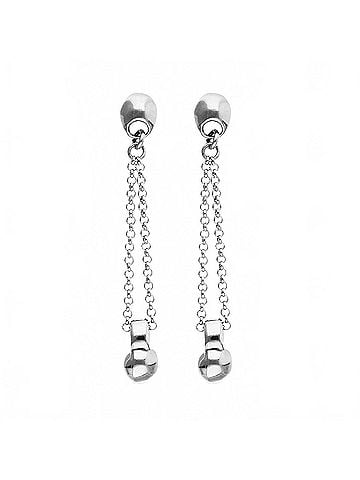 Uno de 50 Women's Long Chain And Ball Detail Earrings in Silver (view 2)