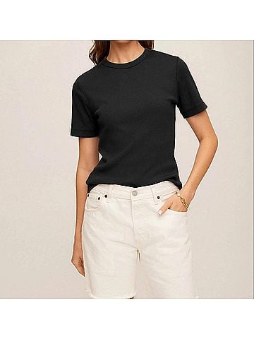 Fifteen Twenty Women's Mandy Short Sleeve Top in Black (view 2)
