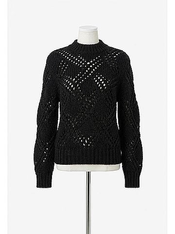 Jil Sander Women's Chunky Lace Knit Sweater in Black (view 1)