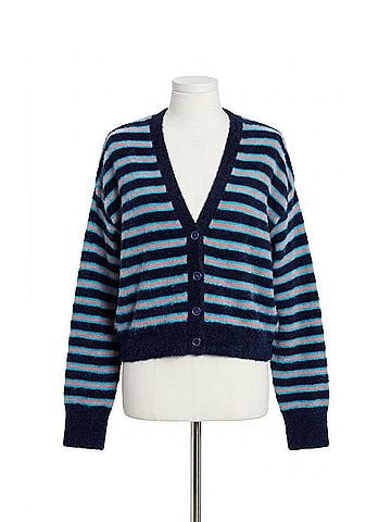 American Vintage Pluzy Cardigan in Blue Vitamin Stripes (view 1)
