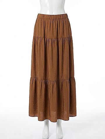 Marella Ciocca Maxi Skirt in Tobacco Brown (view 1)