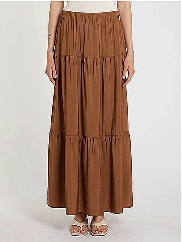 Marella Ciocca Maxi Skirt in Tobacco Brown (view 2)