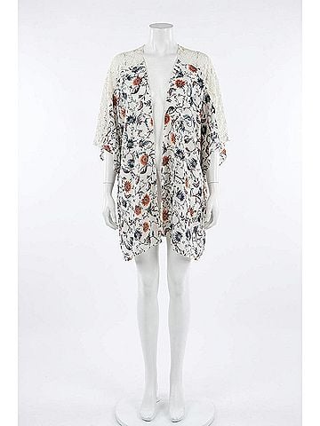 Sun & Moon Floral Sunburst Lace Kimono in Ivory (view 1)