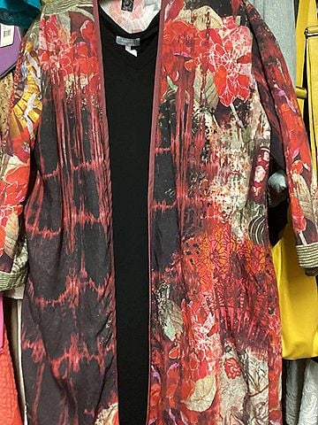 Citron Women's Long Duster in Whimsical Fan (view 2)