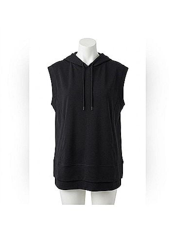 Ideology Women's Sleeveless Hoodie in Black (view 1)