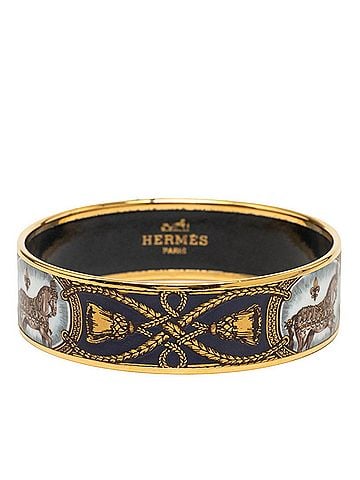 Hermès Hermes Enamel GM Cloisonné Bangle, Gold Multicolor Plated, Women's (view 1)