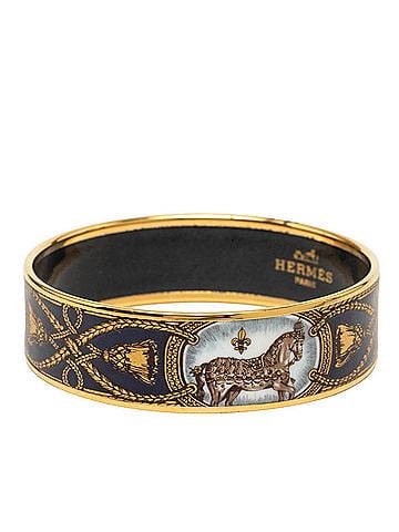 Hermès Hermes Enamel GM Cloisonné Bangle, Gold Multicolor Plated, Women's (view 2)