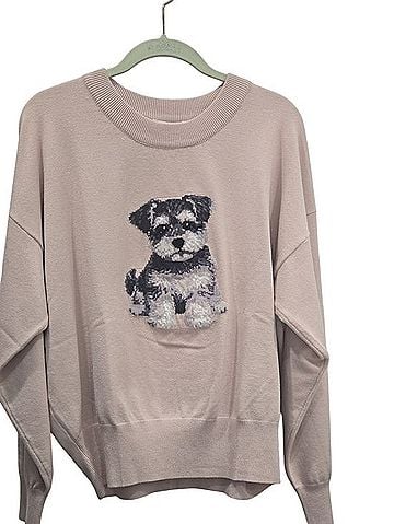 Le Lis Lelis Soft Pink Dog Graphic Sweatshirt Pullover Sweater (view 1)