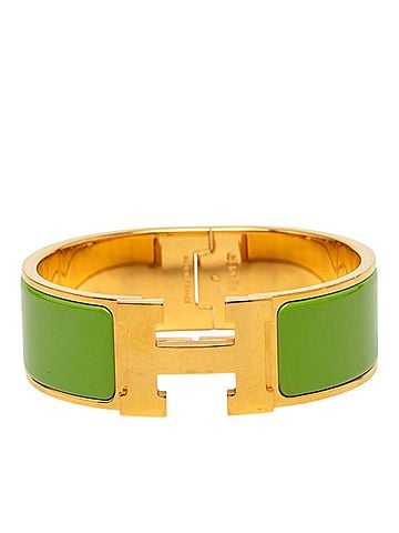 Hermès Hermes Clic Clac H PM Bangle, Gold Green Plated Enamel, Women's HERMES (view 1)
