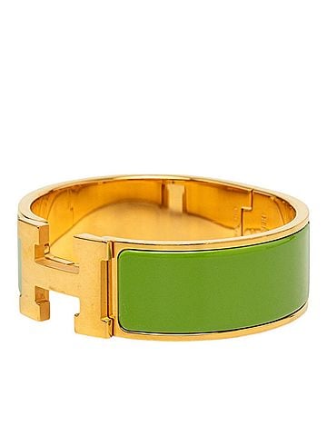 Hermès Hermes Clic Clac H PM Bangle, Gold Green Plated Enamel, Women's HERMES (view 2)