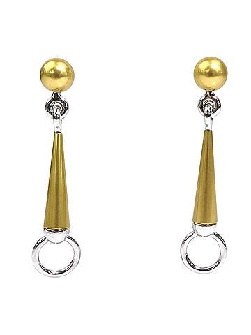 Hermès Hermes HERMES Earrings Epure Equestre PM Metal Gold Silver Women's h32571i (view 1)