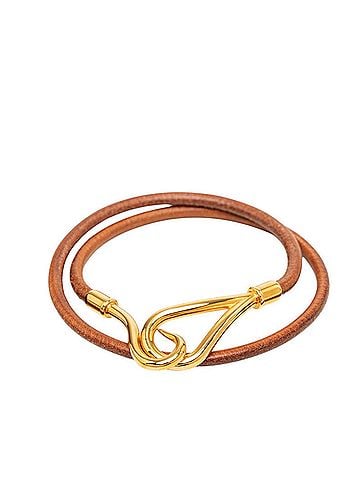 Hermès Hermes Jumbo Bracelet Choker Gold Brown Leather Plated Women's HERMES (view 1)