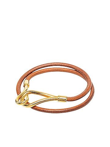 Hermès Hermes Jumbo Bracelet Choker Gold Brown Leather Plated Women's HERMES (view 2)