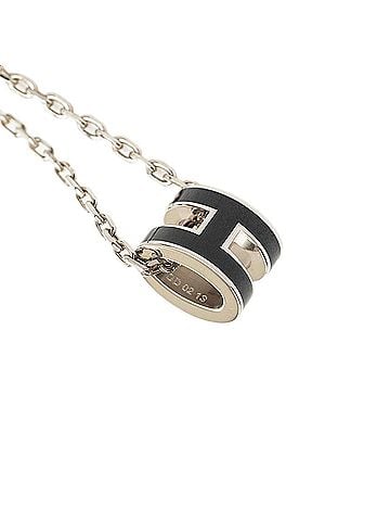 Hermès Hermes Mini Pop H Pendant Necklace, Silver and Black Metal, Women's. (view 1)