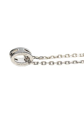Hermès Hermes Mini Pop H Pendant Necklace, Silver and Black Metal, Women's. (view 2)