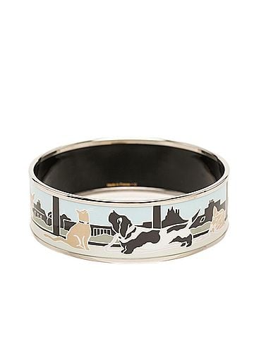 Hermès Hermes Chien Echa Parisian Bracelet Bangle Light Blue Silver Enamel Metal Women's HERMES (view 1)