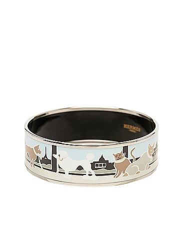 Hermès Hermes Chien Echa Parisian Bracelet Bangle Light Blue Silver Enamel Metal Women's HERMES (view 2)
