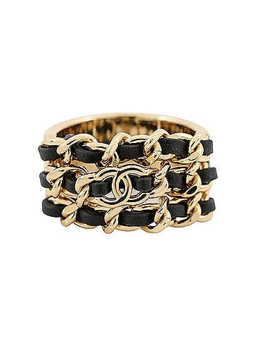 Chanel Chanel Ring, Coco Mark, Leather and Metal, Ring Size Approx. 1, B26 P ABH133, CHANEL Women's (view 1)