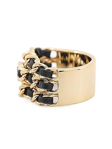 Chanel Chanel Ring, Coco Mark, Leather and Metal, Ring Size Approx. 1, B26 P ABH133, CHANEL Women's (view 2)