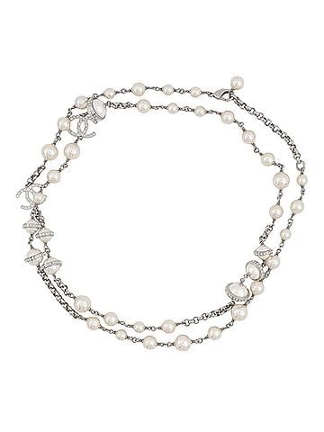 Chanel Chanel Necklace Coco Mark Faux Pearl Rhinestone A17 K CHANEL Long (view 1)