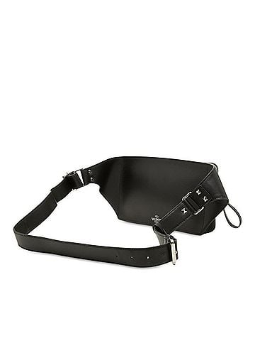 Valentino Valentino Rockstud VLTN Logo Waist Bag/Body Bag, Black Leather, Women's VALENTINO (view 2)