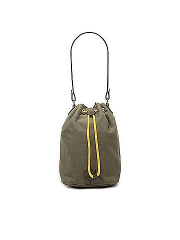 Miu Miu Miu Miu Miu Shoulder Bag Handbag Khaki Green Yellow Canvas Leather Women's MIUMIU (view 1)