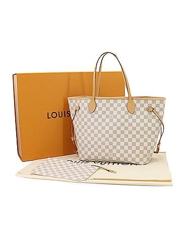 Louis Vuitton Louis Vuitton Neverfull MM Damier Azur Tote Handbag White Rose Ballerine N40604 RFID (view 2)