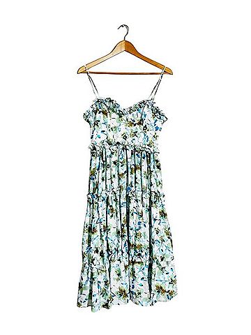 Badgley Mischka Ruffle Sweet Tea Midi Dress Cocktail Dress (view 2)