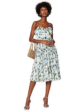 Badgley Mischka Ruffle Sweet Tea Midi Dress Cocktail Dress (view 1)