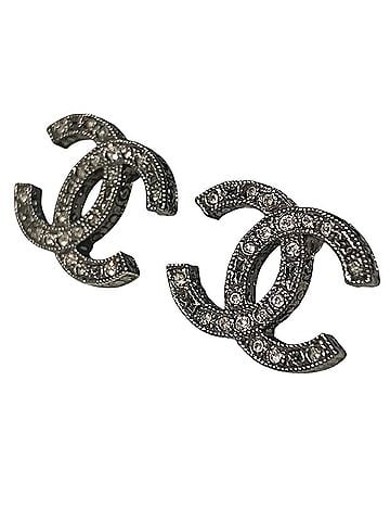 Chanel Chanel earrings, accessory featuring the Coco Mark, total weight 3.6g, metal rhinestones. (view 2)