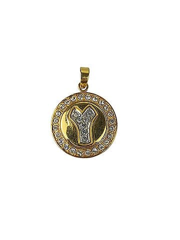 Yves Saint Laurent YVES SAINT LAURENT pendant top, gold metal, rhinestone, women's. (view 1)