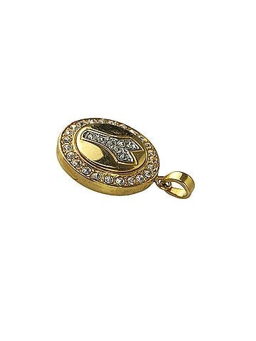 Yves Saint Laurent YVES SAINT LAURENT pendant top, gold metal, rhinestone, women's. (view 2)