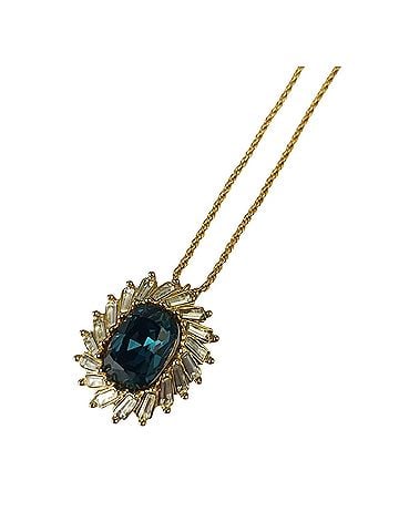 Christian Dior Christian Dior necklace, gold and blue metal, rhinestone pendant for women. (view 1)