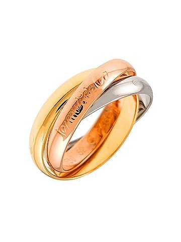 Cartier Cartier Trinity Ring, Medium MM, 18K Yellow Gold, White Pink Triple Band, Three 3 Colors, 750 Gold. (view 1)